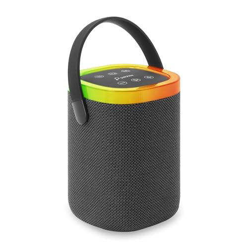 Pebble Newly Launched Pebble Mystic Bluetooth Speaker with RGB Lights, 1800mAh Battery, Premium Fabric Design, Type-C Fast Charging, FM/TFT/USB/AUX Support, Wireless Speaker with Multicolor LED Modes - Black - Image 1