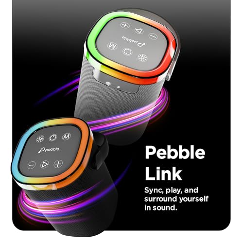 Pebble Newly Launched Pebble Mystic Bluetooth Speaker with RGB Lights, 1800mAh Battery, Premium Fabric Design, Type-C Fast Charging, FM/TFT/USB/AUX Support, Wireless Speaker with Multicolor LED Modes - Black - Image 5