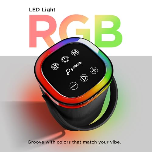 Pebble Newly Launched Pebble Mystic Bluetooth Speaker with RGB Lights, 1800mAh Battery, Premium Fabric Design, Type-C Fast Charging, FM/TFT/USB/AUX Support, Wireless Speaker with Multicolor LED Modes - Black - Image 3