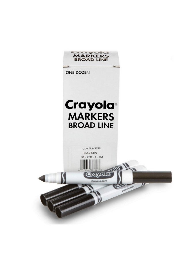 Crayola Broad Line Markers - Black (12ct), Markers for Kids, Bulk School Supplies for Teachers, Nontoxic, Marker Refill with Reusable Box - Image 1