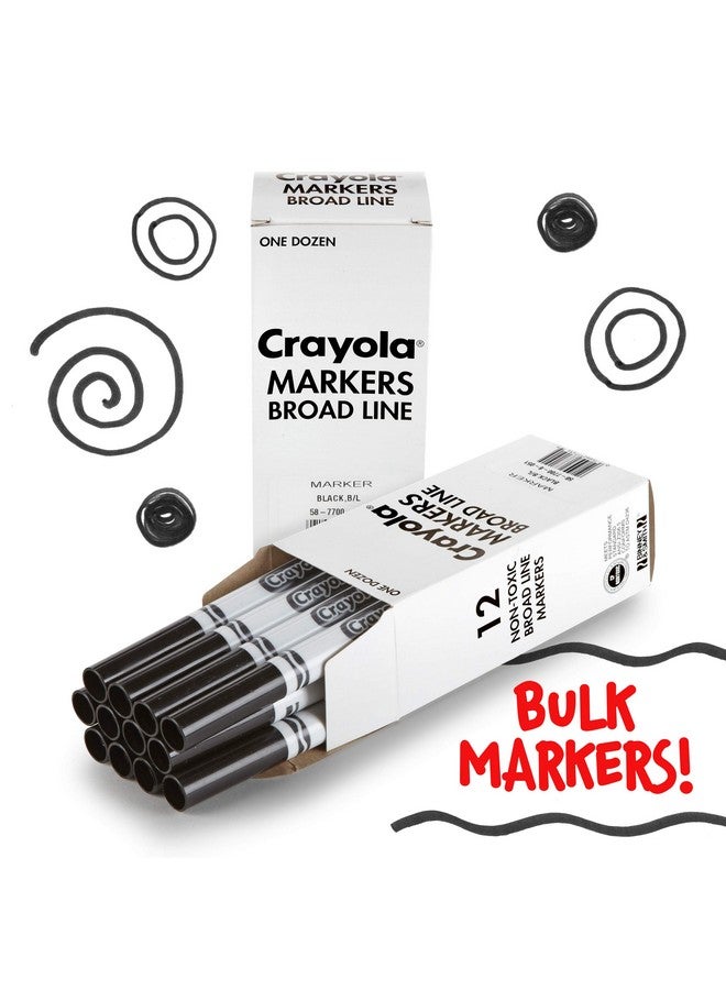 Crayola Broad Line Markers - Black (12ct), Markers for Kids, Bulk School Supplies for Teachers, Nontoxic, Marker Refill with Reusable Box - Image 3