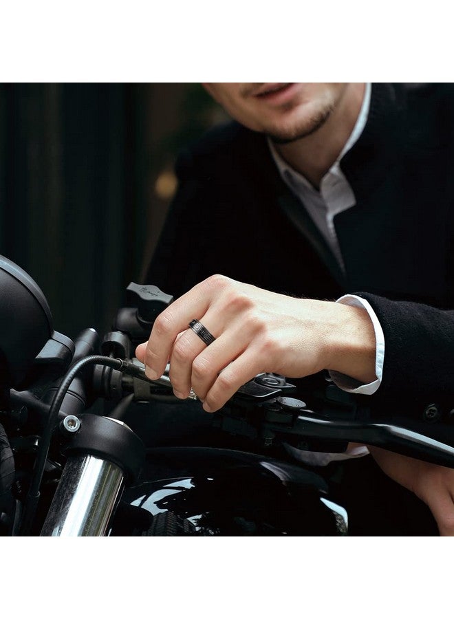 King Will خاتم فidget من الفولاذ المقاوم للصدأ الأسود بحجم 8 مم، خاتم القلق للرجال بنمط مفتاح يوناني - Image 5