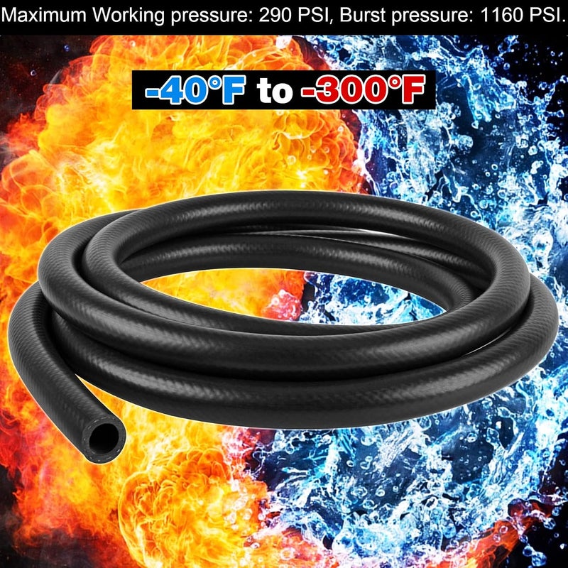 phepetroll 10 Feet Fuel Line Hose, 3/8 Inch Inside Diameter NBR Fuel Line Hose, Black Fuel Systems Engines Hose Braided Rubber Fuel Line Hose - Image 5