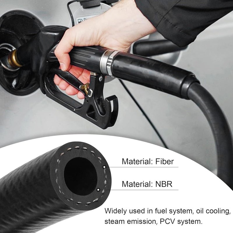 phepetroll 10 Feet Fuel Line Hose, 3/8 Inch Inside Diameter NBR Fuel Line Hose, Black Fuel Systems Engines Hose Braided Rubber Fuel Line Hose - Image 3