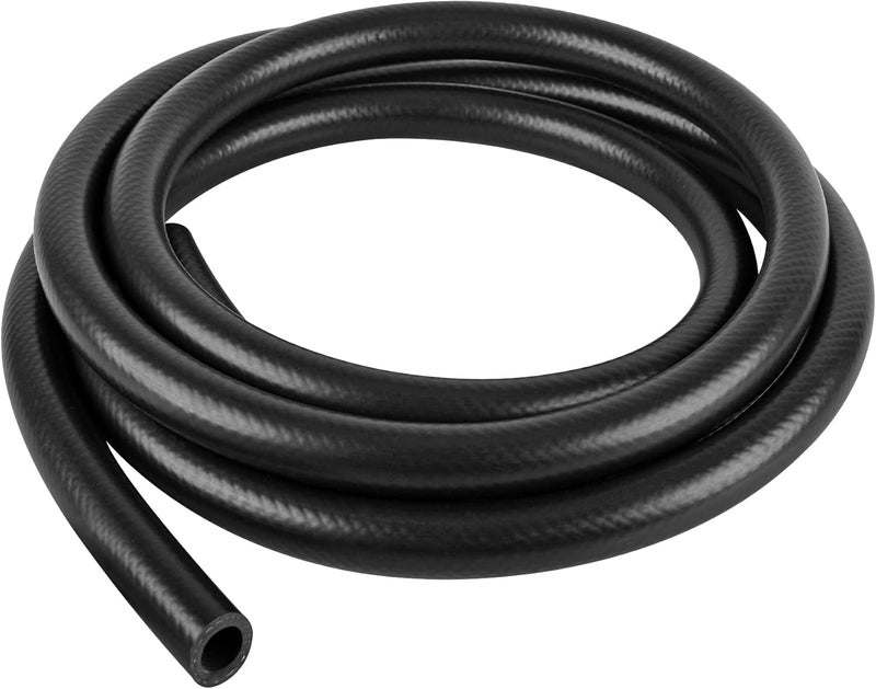 phepetroll 10 Feet Fuel Line Hose, 3/8 Inch Inside Diameter NBR Fuel Line Hose, Black Fuel Systems Engines Hose Braided Rubber Fuel Line Hose - Image 1