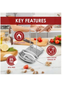 Excefore Lid and Spoon Rest, Pot Lid Holder Spoon Rest, Stainless Steel Utensils Pan Pot Cover Lid Rack Stand Organizer, Multifunctional Storage Soup Spoon Rests Rack Kitchen Decor Tool  - Image 2