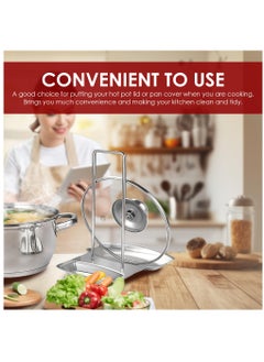 Excefore Lid and Spoon Rest, Pot Lid Holder Spoon Rest, Stainless Steel Utensils Pan Pot Cover Lid Rack Stand Organizer, Multifunctional Storage Soup Spoon Rests Rack Kitchen Decor Tool  - Image 5