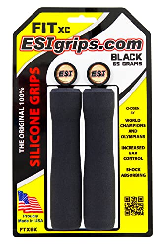 ESI Grips Fit XC Silicone Bike Grips – Ergonomic MTB Handlebar Grips for Comfort and Control – Made in USA - Black - Image 1