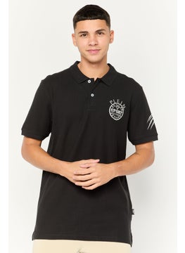 Plein Sport Men Sportswear Fit Short Sleeve Outdoor Polo, Black  - Image 1