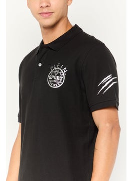 Plein Sport Men Sportswear Fit Short Sleeve Outdoor Polo, Black  - Image 3
