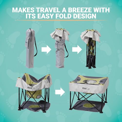 KidCo - GoPod Adjustable Height Travel Activity Seat with Floor Mat, Portable Baby Chair, Baby Activity Center (Pistachio) - Image 3