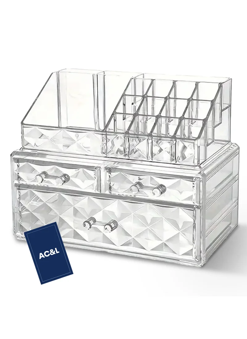 AC&L AC&L Makeup Organizer, Cosmetic Storage Display Box With 4 Drawers For Make Up, Brushes, Perfumes, Skincare, Acrylic Organizer Ideal For Vanity (Clear)