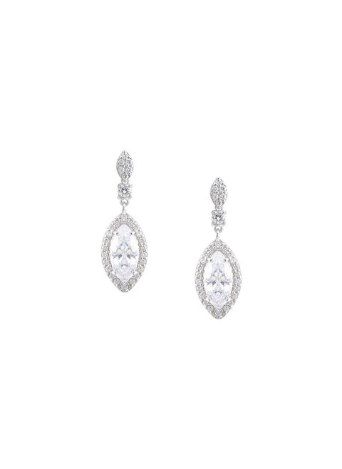 Women's Earrings with Sphere Sparking Drop CZ Diamonds and Sterling Silver, Middle East Exclusive Collection