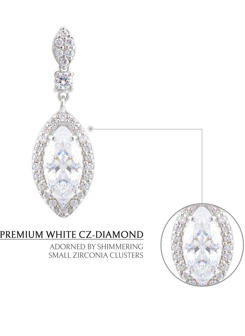 Women's Earrings with Sphere Sparking Drop CZ Diamonds and Sterling Silver, Middle East Exclusive Collection