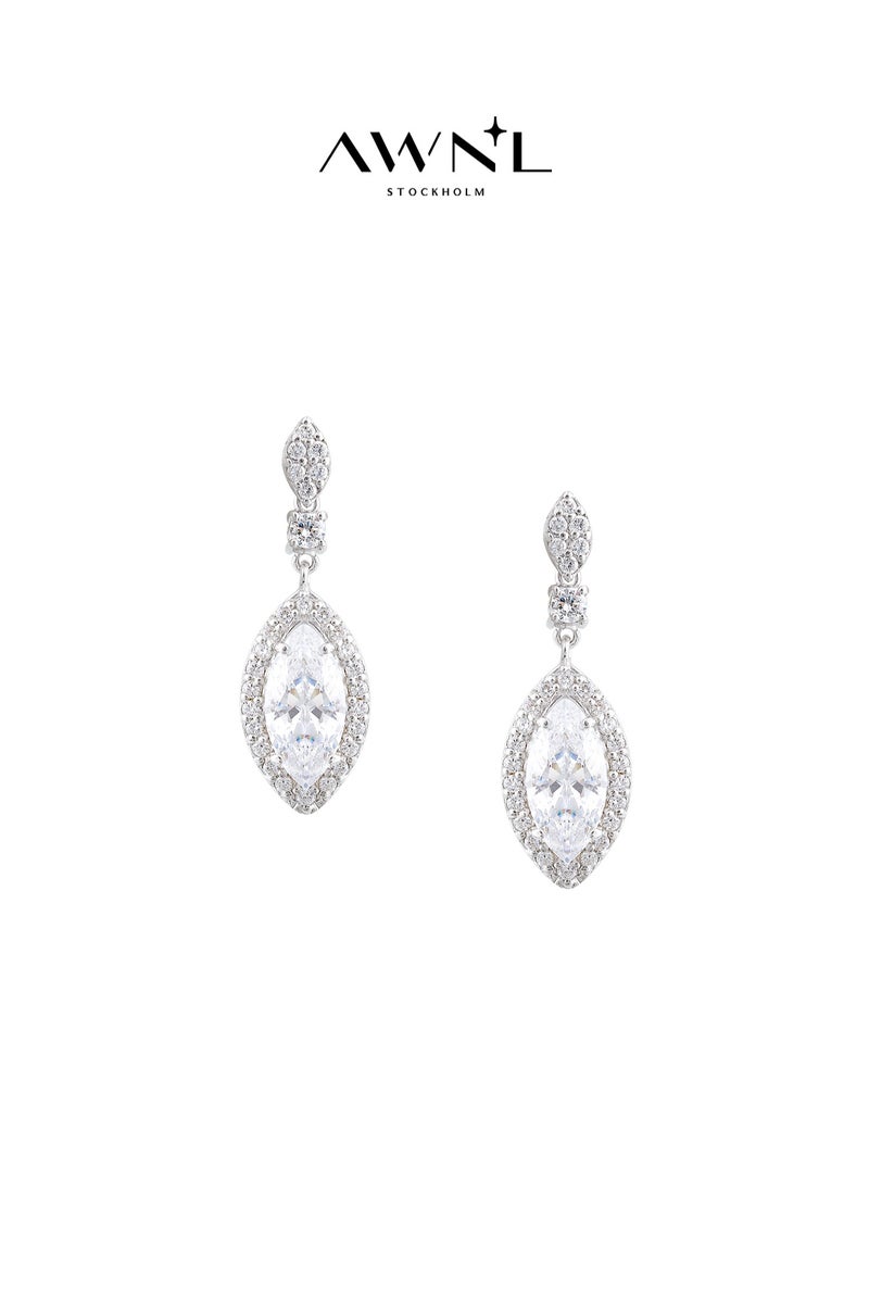 AWNL Women's Earrings with Sphere Sparking Drop CZ Diamonds and Sterling Silver, Middle East Exclusive Collection - Image 1