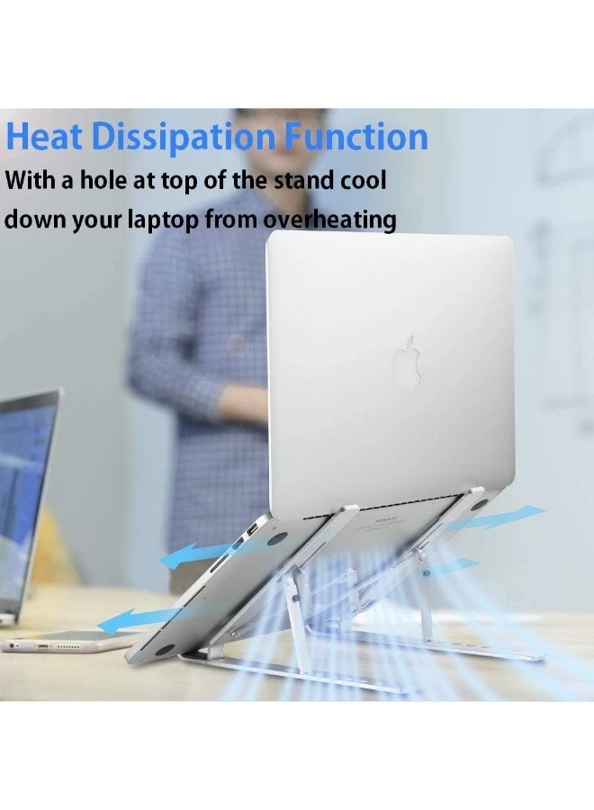 Aluminum Adjustable Laptop Stand – Foldable Ergonomic Desk Riser for 8 to 18 Inch Laptops and Tablets – 7 Height Levels – Portable and Lightweight - Image 4