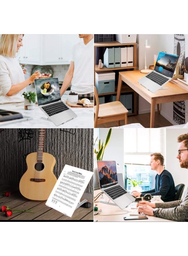 Aluminum Adjustable Laptop Stand – Foldable Ergonomic Desk Riser for 8 to 18 Inch Laptops and Tablets – 7 Height Levels – Portable and Lightweight - Image 2