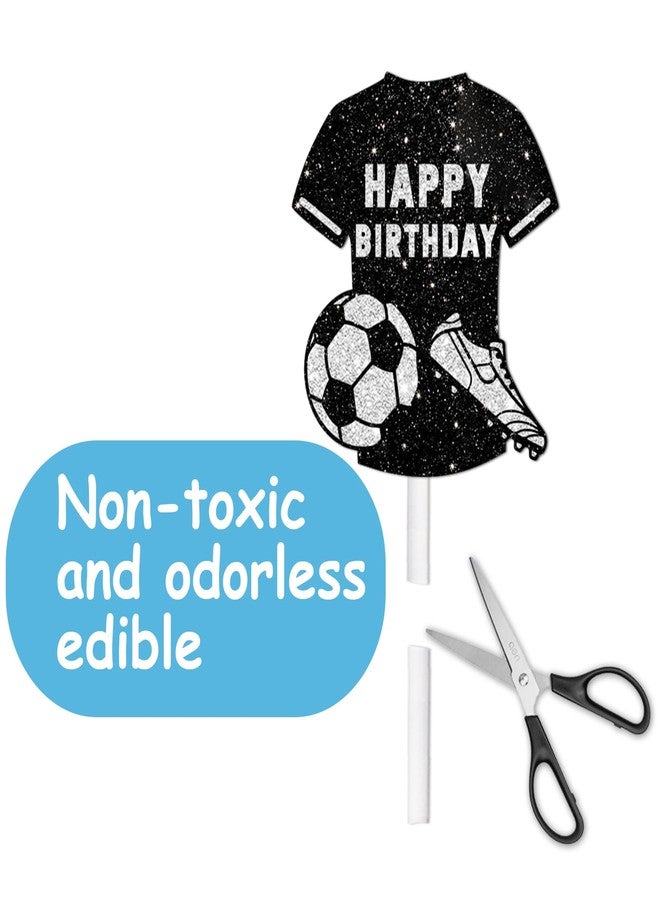 LETLIMIT 18pcs Glitter Football Jersey Cupcake Topper Soccer World Cup Theme Decor Supplies Athletes Boys Men Happy Birthday Party Decoration - Image 5