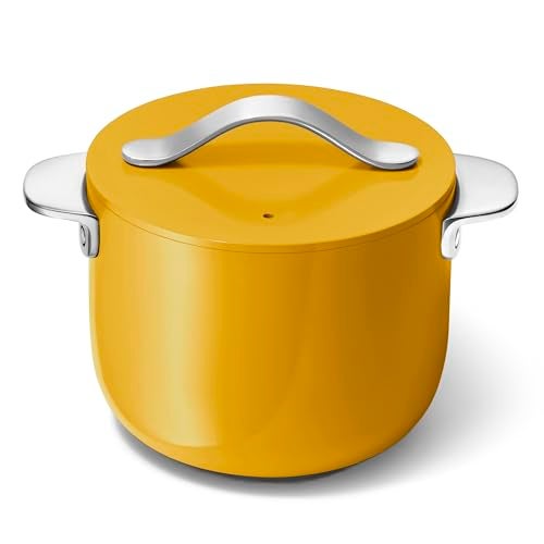 Caraway Petite Cooker - 2 Qt Ceramic Coated Pot - Free From Forever Chemicals - Perfect for Rice, Grains, or Sauces - Marigold - Image 1