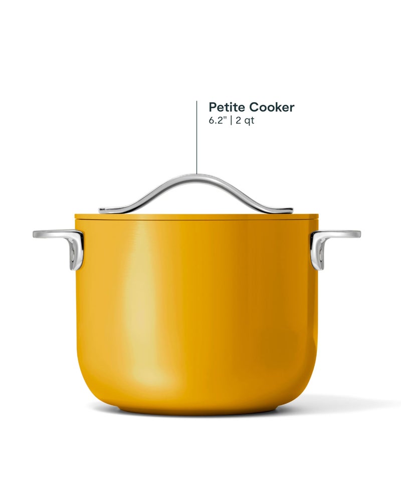 Caraway Petite Cooker - 2 Qt Ceramic Coated Pot - Free From Forever Chemicals - Perfect for Rice, Grains, or Sauces - Marigold - Image 3