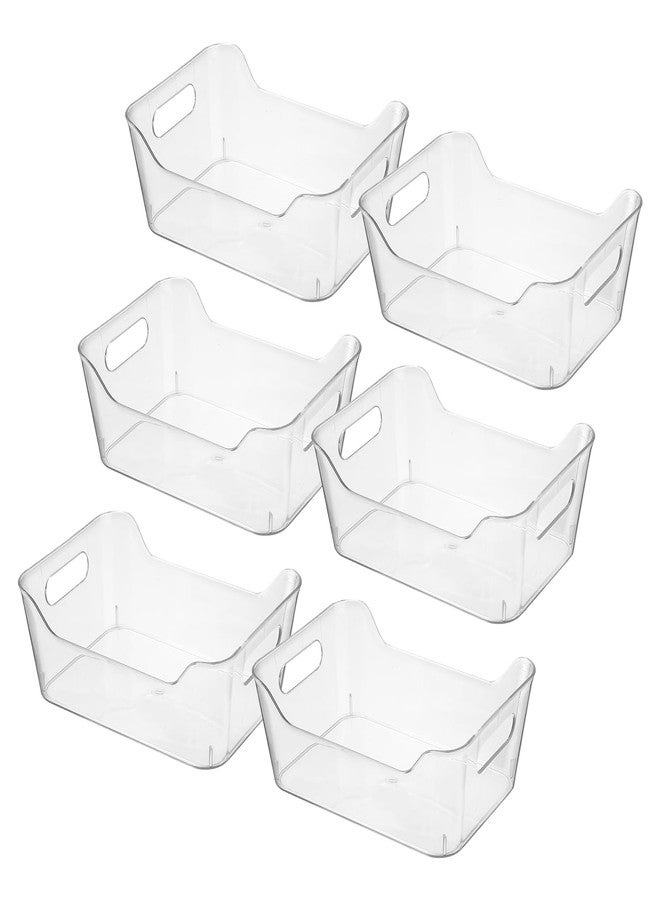 novelinks 6 Pack Clear Plastic Storage Bins Pantry Organizer Bins Fridge Organizer Plastic Bins Cabinet Organizers with Handle for Kitchen,Office,Cabinet,Closet,Freezer,Small - Image 1