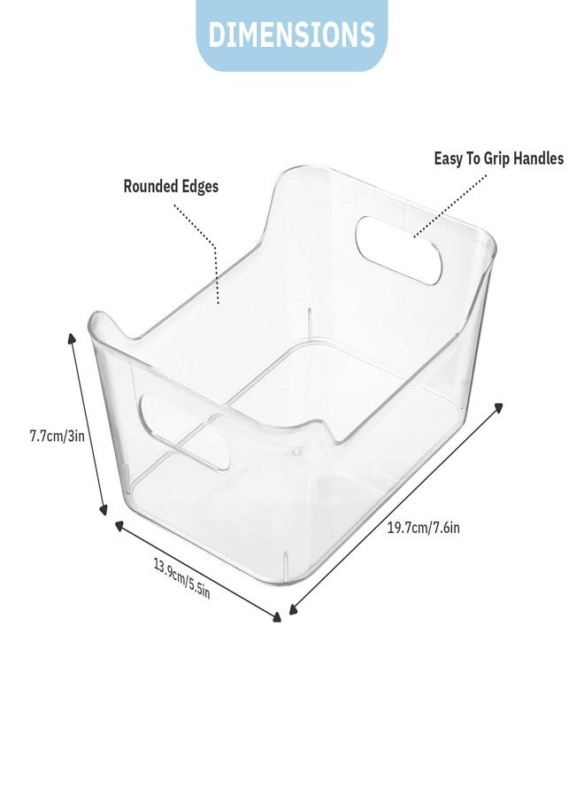 novelinks 6 Pack Clear Plastic Storage Bins Pantry Organizer Bins Fridge Organizer Plastic Bins Cabinet Organizers with Handle for Kitchen,Office,Cabinet,Closet,Freezer,Small - Image 4