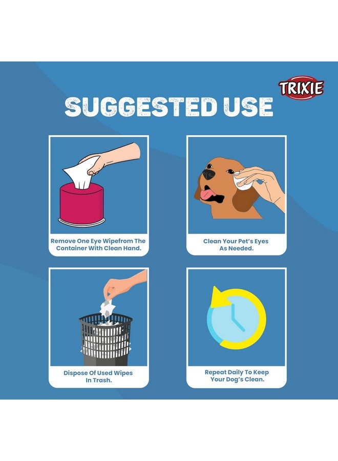 تريكسي: - مناديل العناية بالعين | مناديل العناية بالعين للكلاب والقطط والحيوانات الصغيرة الأخرى | تعمل على إزالة الأوساخ والإفرازات والبقع حول العينين بلطف باستخدام مناديل سهلة الاستخدام - 30 منديلًا - Image 4
