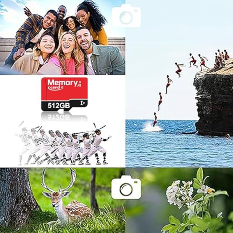 مجموعة بطاقة ذاكرة MicroXC بسعة 512 جيجابايت مع محول، بطاقة Full HD 4K UHD Class10 U1 عالية السرعة للكاميرا/الهاتف/تاكوغراف والكمبيوتر اللوحي - Image 2