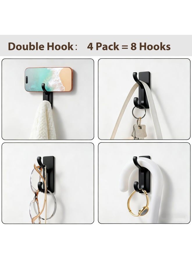 pickpiff Wall Hooks with Adhesive Strip - Easy to Remove, No Residue, Strong Heavy Duty Sticky Towel Hook, 4 Pack Black - Image 4