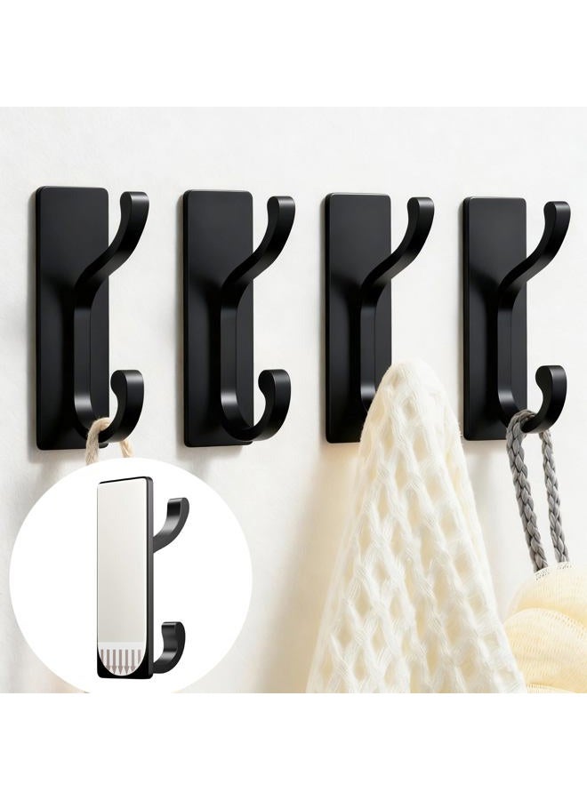 pickpiff Wall Hooks with Adhesive Strip - Easy to Remove, No Residue, Strong Heavy Duty Sticky Towel Hook, 4 Pack Black - Image 1