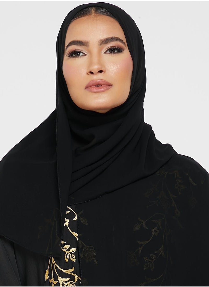 hayas closet - Cape Sleeve Embroidered Abaya - Image 1