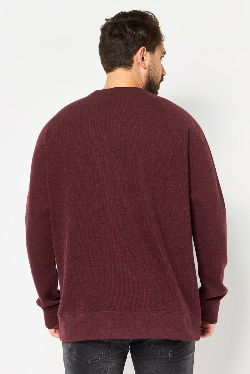 BANANA REPUBLIC Men Crew Neck Ribbed Long Sleeves Sweatshirt, Maroon - Image 4