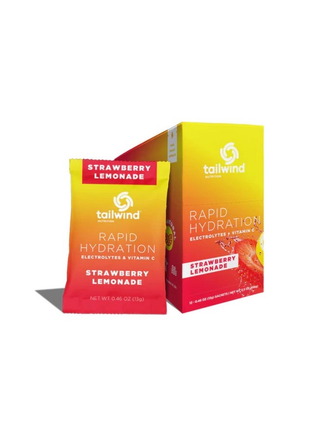 Tailwind Nutrition Rapid Hydration Powder Packets, Electrolyte Drink Mix, Non-Gmo, Vegan, Vitamin-C, Strawberry Lemonade, Pack Of 12 Sticks  - Image 1