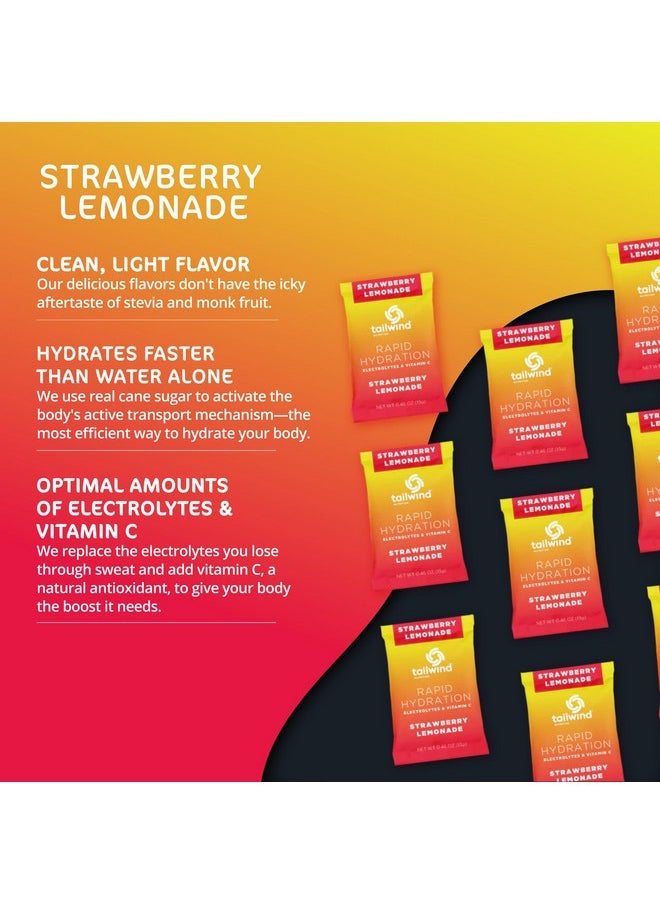 Tailwind Nutrition Rapid Hydration Powder Packets, Electrolyte Drink Mix, Non-Gmo, Vegan, Vitamin-C, Strawberry Lemonade, Pack Of 12 Sticks  - Image 2