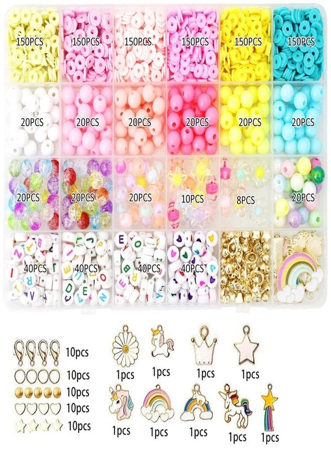 KHAMKARI Clay for Jewellery Making Kit, Kids Girls Macaron Color for Bracelet Making Kids Ages 6-12, Letter Beads with Unicorn Pendants , Letter with Unicornn Pendants, Crystal Star Flower Hair Set for DIY Jewelry Crafts (Unicorn) - Image 2