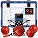 Molutsody Indoor Basketball Hoop for Kids Over The Door Mini Basketball Hoop with LED Light Scoreboard Includes 3 Balls Air Pump Basketball Toys Gifts for 412 Year Old Boys Girls Blue - Image 3