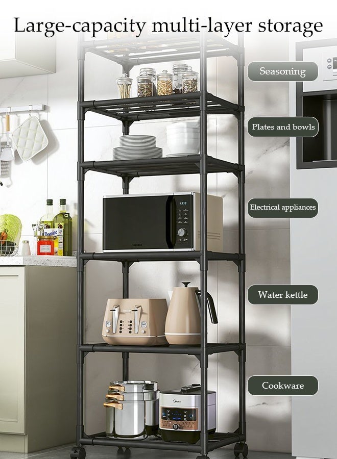 DUNISO Tier Thickened Storage Rack with Wheels,Metal Kitchen Shelving Unit,Large Capacity Shelves, Multifunctional Storage Shelves Organizer suitable for Kitchen, Closet, Bathroom, Laundry(Black) - Image 3