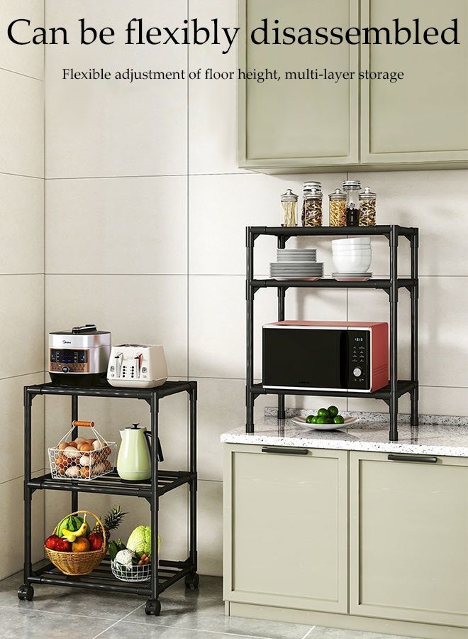 DUNISO Tier Thickened Storage Rack with Wheels,Metal Kitchen Shelving Unit,Large Capacity Shelves, Multifunctional Storage Shelves Organizer suitable for Kitchen, Closet, Bathroom, Laundry(Black) - Image 4