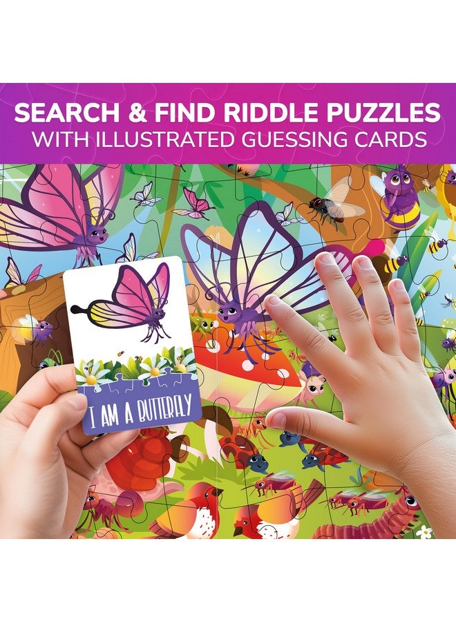 quokka Search And Find Puzzles For Kids Ages 4-6 - Riddle Kids Puzzles 6-8 Years Old - 70 Unique Pcs | 20 Illustrated Guessing Cards | Engaging Children Themes - Bugs Puzzle Gift For Toddlers 3-5 - Image 2