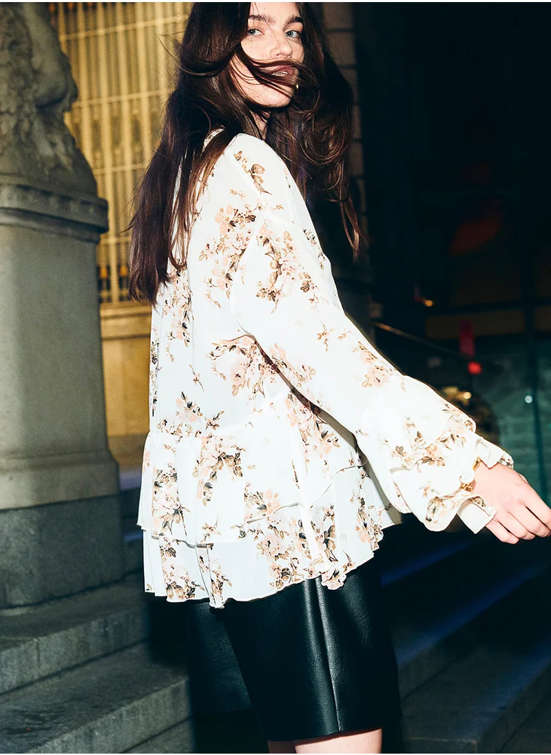 اتش اند ام Flounced Chiffon Blouse