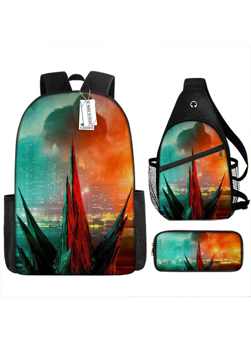 general 3-Piece Godzilla VS Kong 3D Print Backpack Set - Image 1
