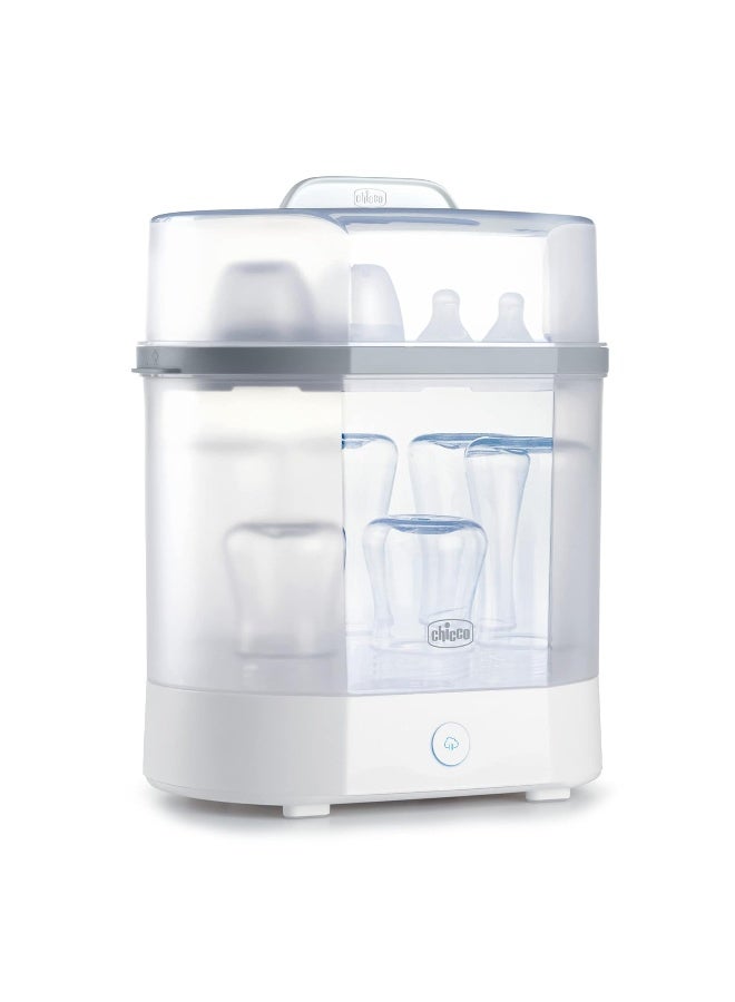 Chicco جهاز تعقيم بخاري كهربائي 3 في 1 من شيكو للزجاجات، ملحقات التغذية، وأكثر | يقضي على 99.9% من الجراثيم | 3 تكوينات | إيقاف تلقائي وتشغيل هادئ - Image 1