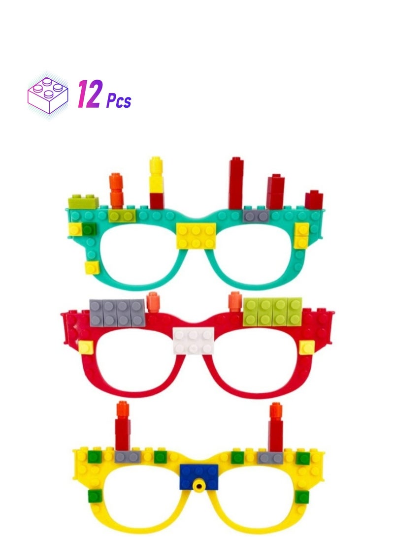 玩具砖块DIY，儿童生日派对礼物眼镜建筑积木游戏，块主题派对用品 - Image 1