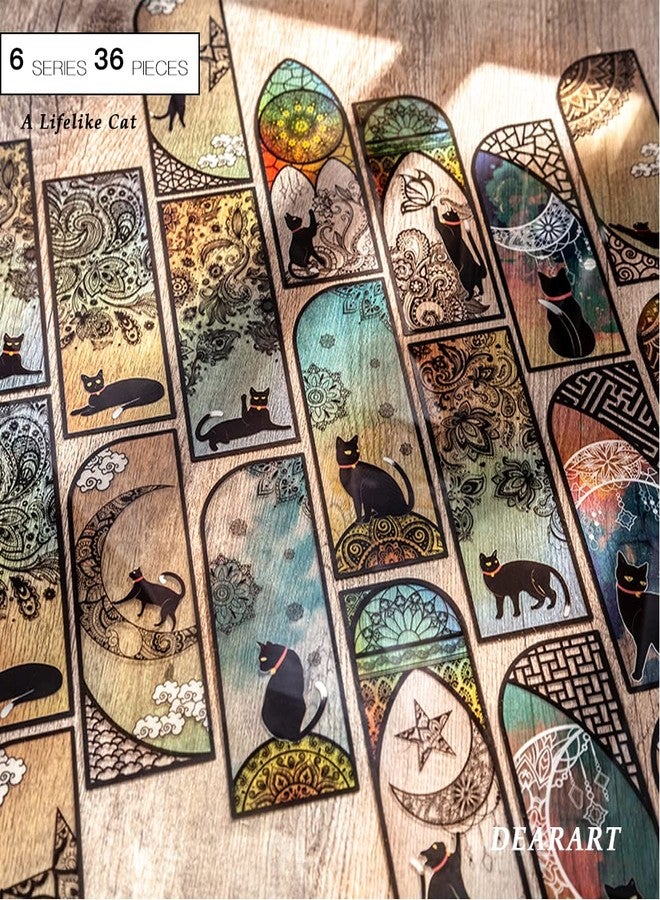 DEARART فواصل كتب لطيفة من ديرارت، هدية مثالية للنساء والمعلمات والطالبات ومحبي الكتب، فواصل كتب متينة ومرنة، 6 مجموعات (36 قطعة)، قطط الحظ - Image 4
