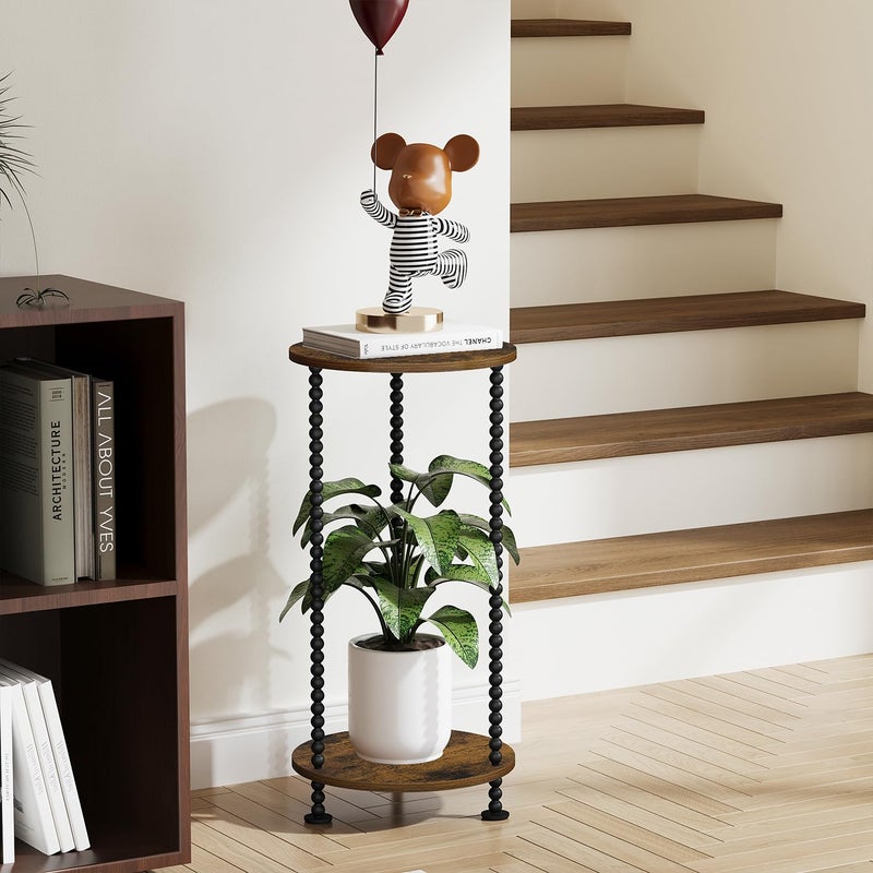 YINMIT Plant Stand Indoor, 2 Tier Small Plant Stand, 23" Tall Metal Spindle Poles Plant Stands, Corner Flower Pot Stand, Plant Tables Indoor, Planter Pot Holder for Balcony Garden Patio Living Room - Image 2
