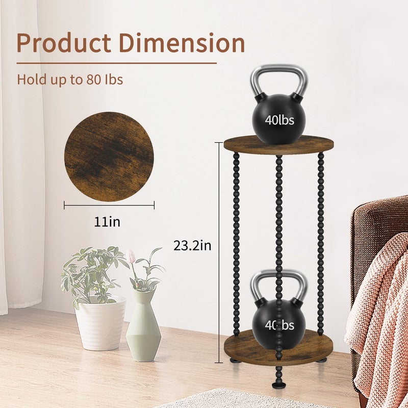 YINMIT Plant Stand Indoor, 2 Tier Small Plant Stand, 23" Tall Metal Spindle Poles Plant Stands, Corner Flower Pot Stand, Plant Tables Indoor, Planter Pot Holder for Balcony Garden Patio Living Room - Image 3