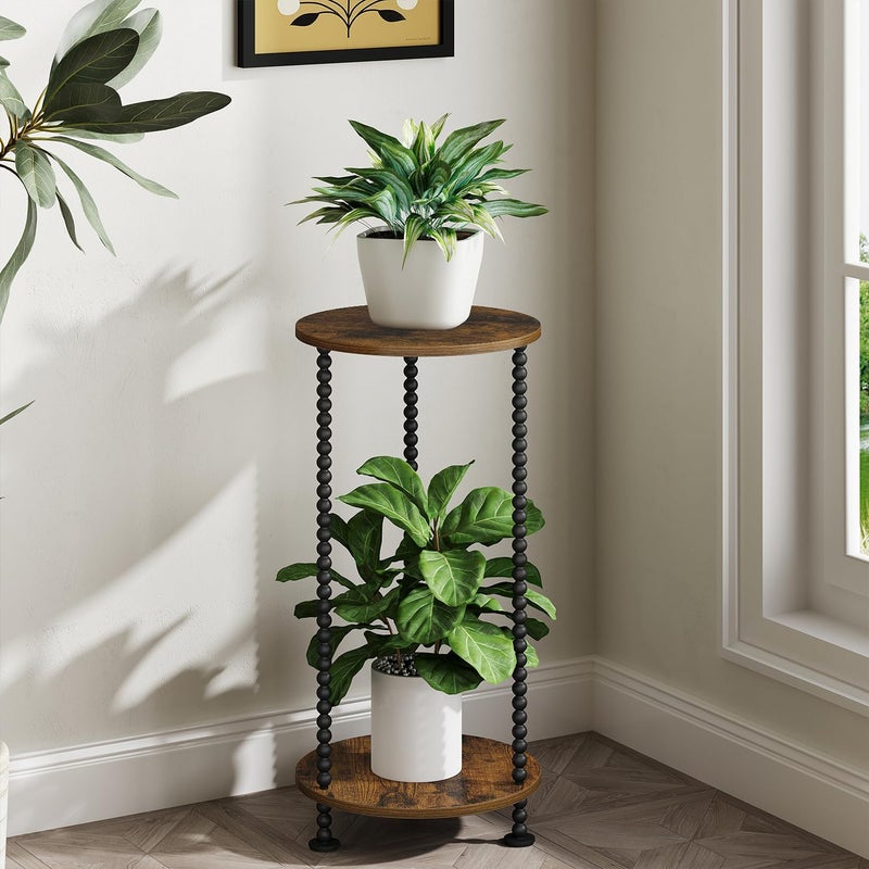 YINMIT Plant Stand Indoor, 2 Tier Small Plant Stand, 23" Tall Metal Spindle Poles Plant Stands, Corner Flower Pot Stand, Plant Tables Indoor, Planter Pot Holder for Balcony Garden Patio Living Room - Image 5