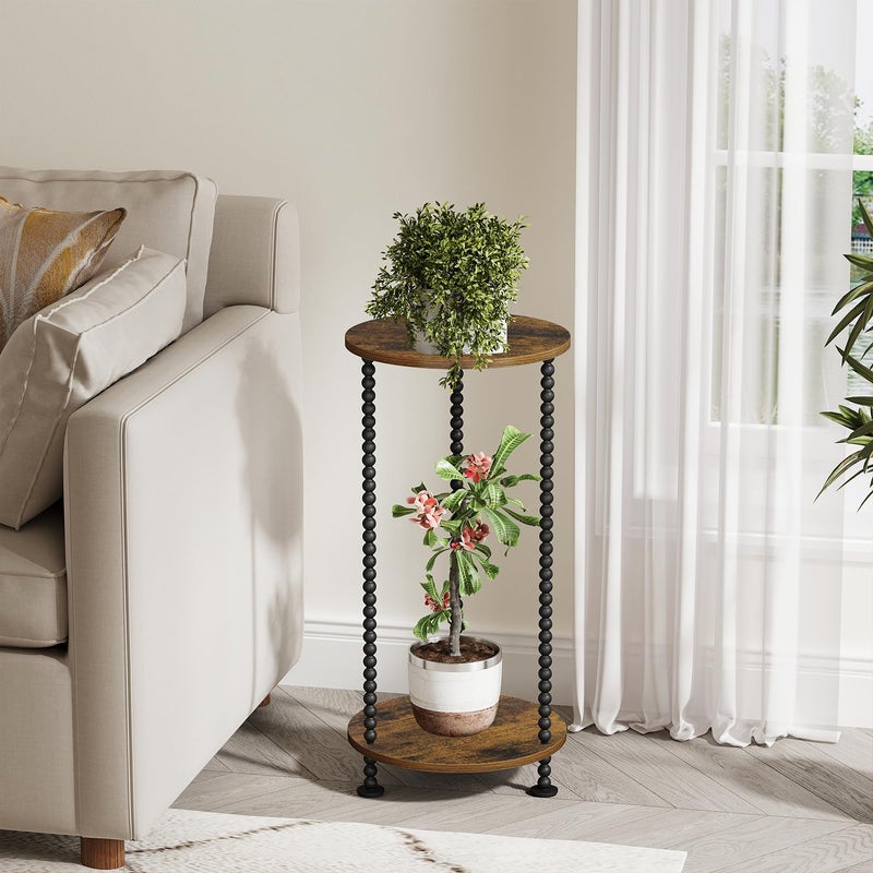 YINMIT Plant Stand Indoor, 2 Tier Small Plant Stand, 23" Tall Metal Spindle Poles Plant Stands, Corner Flower Pot Stand, Plant Tables Indoor, Planter Pot Holder for Balcony Garden Patio Living Room - Image 4