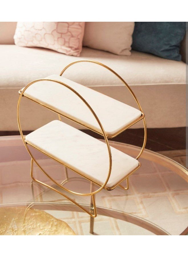 ناما استاند اطباق معدن 2 دور مقاس 35 سم قطر ومعاه 2 طبق بورسلين مقاس 35*20 سم - Image 1