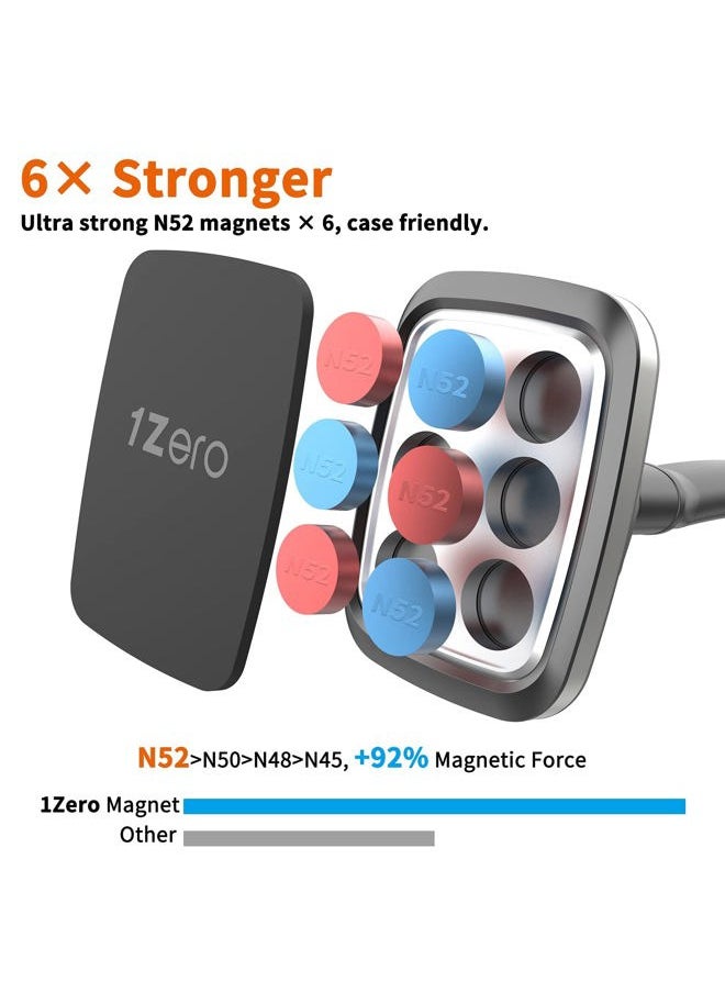 1Zero Magnetic Phone Car Mount [14-Inch Gooseneck Long Arm Extension], 1Zero Universal Windshield Dashboard Industrial-Strength Suction Cup Car Phone Holder with 6 Strong Magnets, for All Cell Phones iPhone  - Image 5